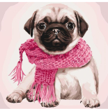 Stylowy mops 40x40cm, Art Craft - płótno naciągnięte na ramę