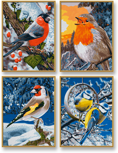 Zimowe Ptaki 4 obrazy 18 x 24 cm