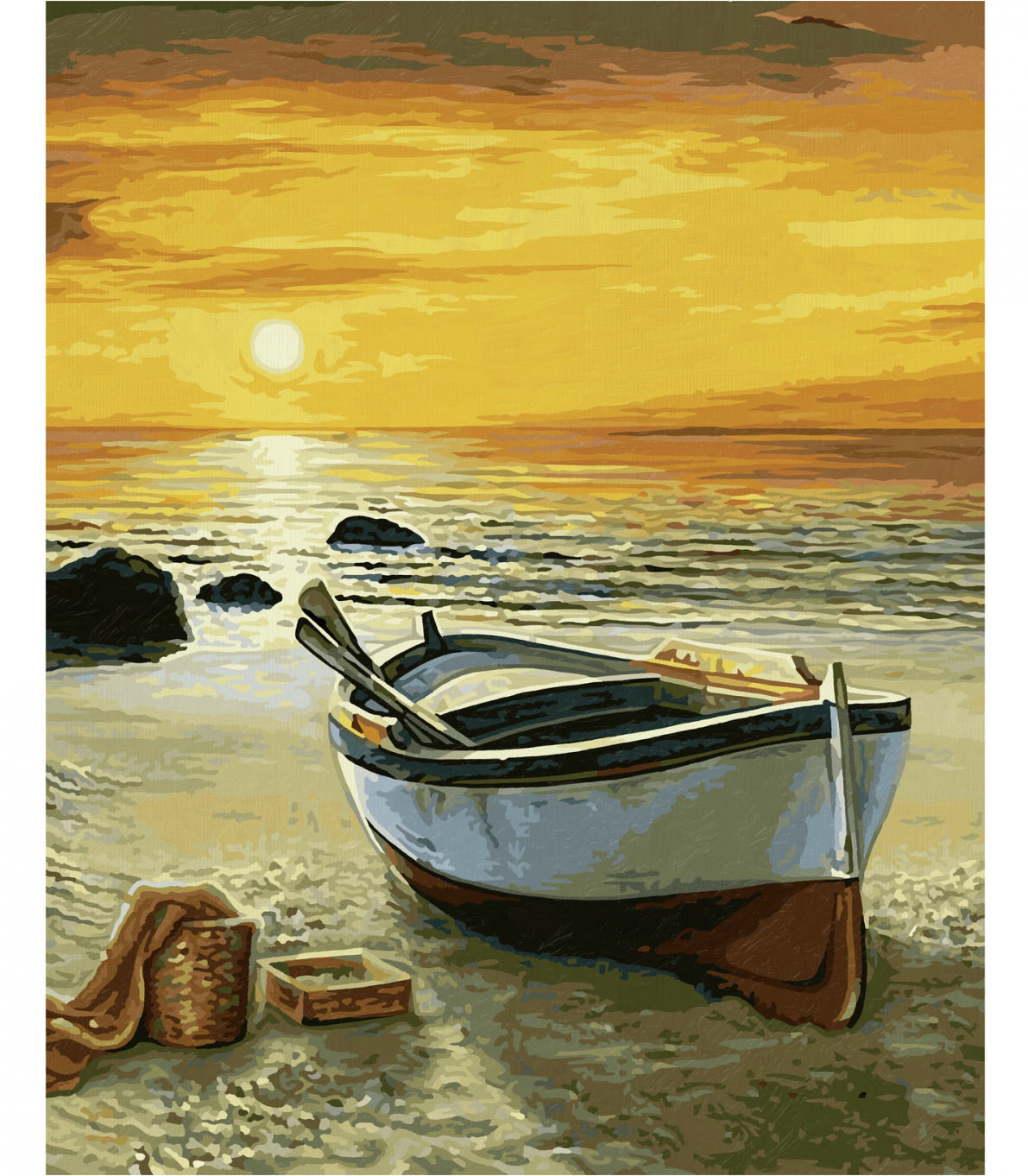 Łódź rybacka na plaży 40 x 50 cm Schipper